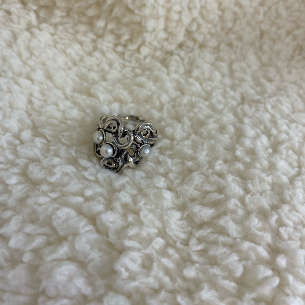 Funky Silver and Pearl Ring